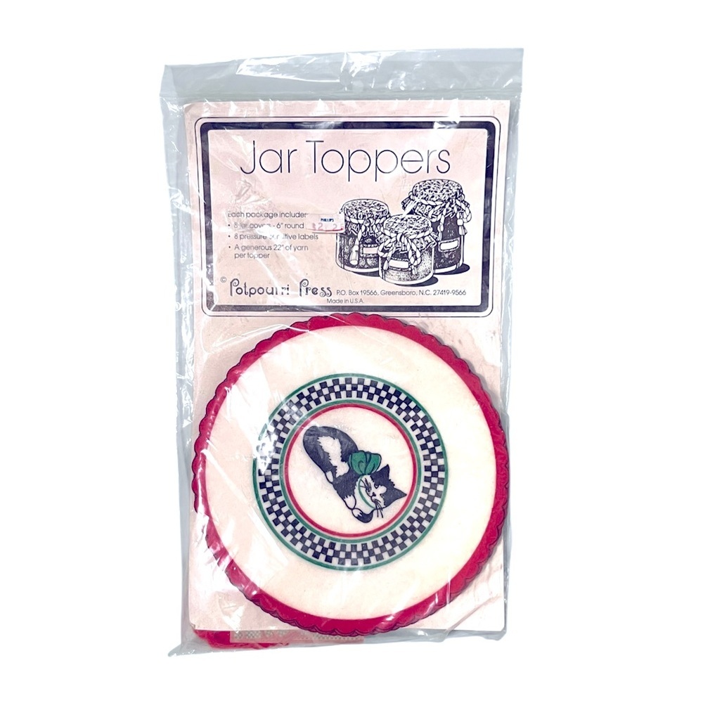 Vintage Potpourri Press Jar Toppers Cat Print
